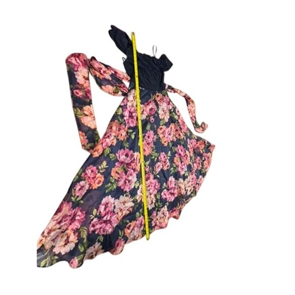 "ELIZA J." Floral Maxi Overlay Summer Dress SZ 6 Tea Garden Party Core Belted - Picture 8 of 13